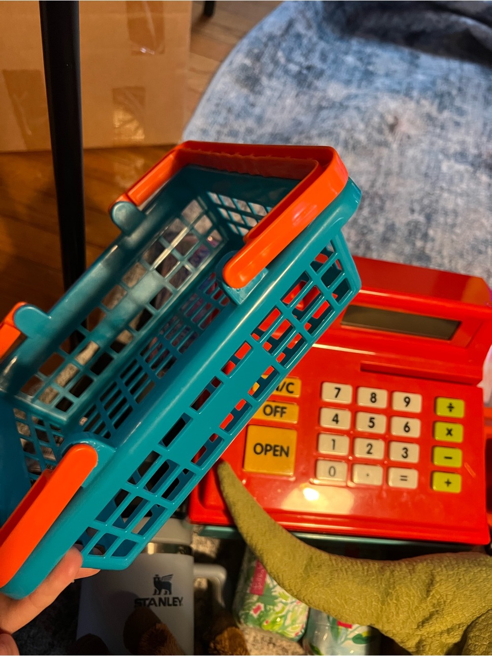 Toy Shopping Basket with Orange Handles